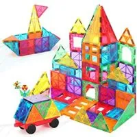 Expired: 80PCs – ROCSMAC Magnetic Building Tiles Magnetic 3D Building Blocks Construction Playboards