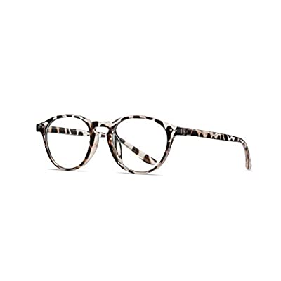 70% off - Expired: AICTATH Retro Round Blue Light Blocking Glasses with Rivet Decoration Design (White Leopard)