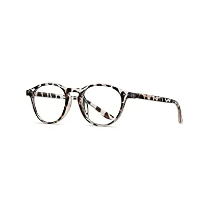 70% off - Expired:&nbsp;AICTATH Retro Round Blue Light Blocking Glasses with Rivet Decoration Design (White Leopard)