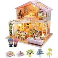 Expired: ARELUX Dollhouse Miniature with Furniture, 3D Wooden with 2 Pcs Dolls