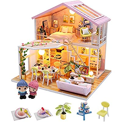 30% off - Expired: ARELUX Dollhouse Miniature with Furniture, 3D Wooden with 2 Pcs Dolls