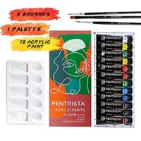 Expired: Acrylic Paint Set – 12 Vibrant Colors 12ml Tubes Artist Quality,3 Brushes & 1 Palette