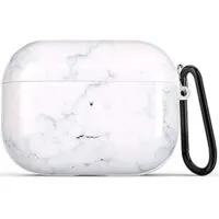 Expired: Airpods pro Case Cover, Premium Soft TPU Protective Cover Waterproof Front LED Visible(White Marble)