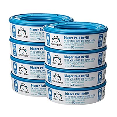 8 Pack Amazon Brand – Mama Bear Diaper Pail Refills for Diaper Genie Pails, 2160 Ct