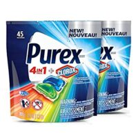 2 Pack Purex 4-in-1 + Clorox2 Laundry Detergent Pacs, Original Fresh, 90 Total Loads