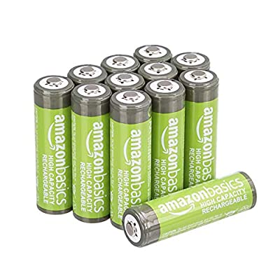 Amazon Basics 12 Pack AA High-Capacity 2,400mAh Rechargeable Batteries
