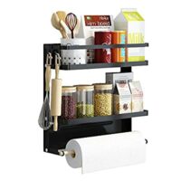 Expired: Apsan 2 Tier Magnetic Spice Rack for Refrigerator with Paper Towel Holder, Medium