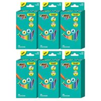 6 Pack BIC Kids Crayons, Break Resistant, Long-Lasting Coloring, 24-Count