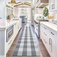 Expired:&nbsp;Buffalo Plaid Runner Rug Grey and White 2’x8′, (Hallway Entry Carpet, Washable)
