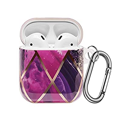 70% off - Expired: Cute Marble Airpod Case with Keychain Full Protective Soft Shockproof Case Cover Compatible with AirPods