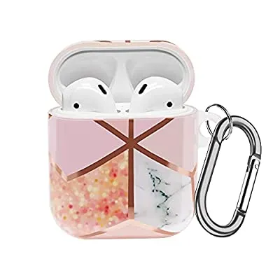 Expired:&nbsp;Cute Marble Airpod Case with Keychain for AirPods 2nd &1st gen (Pink)
