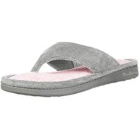 Dearfoams Women’s Melanie Color blocked Microfiber Terry Thong Slipper