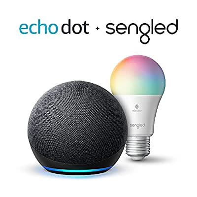 Echo Dot (4th Gen) | Charcoal with Sengled Bluetooth Color bulb
