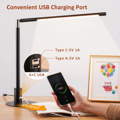 Expired: Dimmable Table Lamp with USB A and Type C Charging Port, 3 Lighting Modes 7W