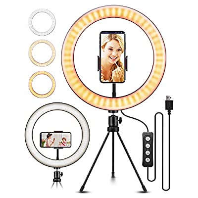 10.2″ Selfie Ring Light with Tripod Stand, Phone Holder 3 Light Modes & 11 Brightness Level - $9.19 ($36.99)