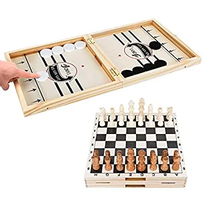75% off - Expired:&nbsp;Fast Sling Puck Game Paced & International Chess, 2 in 1 Table