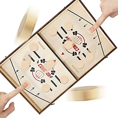 80% off - Expired:&nbsp;Fast Sling Puck Game – Table Desktop Battle Wooden Hockey Games with 10 Pucks