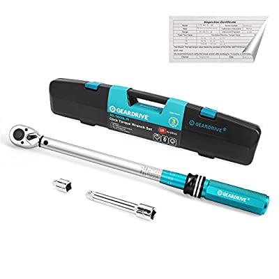 Expired: GEARDRIVE 1/2 Inch Drive Click Torque Wrench, 30-160 Ft-lb/40.7-217 Nm, Includes 1/2” Extension Bar , 3/8