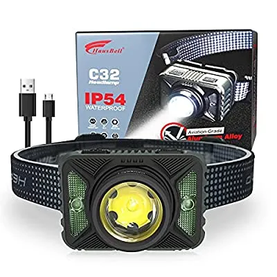 Expired:&nbsp;HAUSBELL LED Backpacking Headlamp Rechargeable with Red Light, 3 Modes Zoomable
