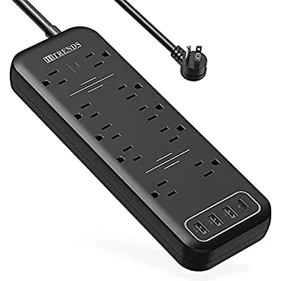 57% off - Expired:&nbsp;HITRENDS Surge Protector with 10 Outlets, 3 USB-A, 1 USB-C Ports (5V/3A), 1875W/3600 Joules, 6ft Cord