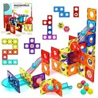 Expired: 115Pcs HOMOFY Magnetic Tiles Pipe Magnetic Blocks 3D set with 8 Colored Plastic Marbles