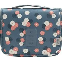 Expired: Hanging Travel Toiletry Bag Cosmetic Make up Organizer (Blue Flower2)