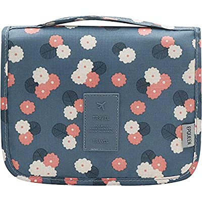 Expired: Hanging Travel Toiletry Bag Cosmetic Make up Organizer (Blue Flower2)