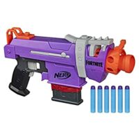 NERF Fortnite SMG-E Blaster, Motorized Blasting, 6-Dart clip, 6 Nerf Elite darts