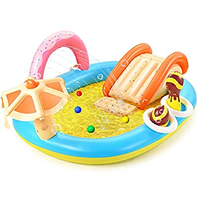 Inflatable Play Center, 98” x 67” x 32” Kids Pool with Slide - $69.99 ($109.99)