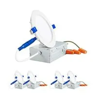 Expired:&nbsp;4 Pack – JJC 4 Inch Slim LED Recessed Lighting with Junction Box, 5000K Daylight,9W 60W Eqv,650LM Dimmable