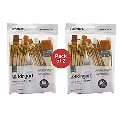 2-Pack KINGART Value Bundle 100 Brush Set (50 each) - $9.50 ($36.67)