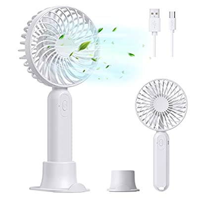 Expired: LORDSON Mini USB Rechargeable Portable Handheld Fan with Phone Stand, 3 Speeds