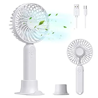 Expired: LORDSON Mini USB Rechargeable Portable Handheld Fan with Phone Stand, 3 Speeds