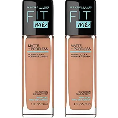 MAYBELLINE Fit Me Matte + Poreless Liquid Foundation Makeup, Golden, 2 COUNT