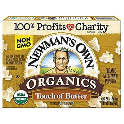 12 Pack Newman’s Own Organics Microwave Popcorn, Touch of Butter, 8.4oz