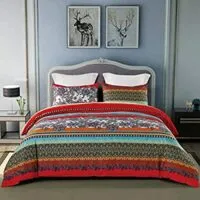 Expired: Omelas Bohemian Boho Colorful Striped Duvet Cover Set Queen (ALK,Q,3pcs)