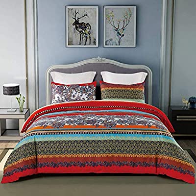 Expired: Omelas Bohemian Boho Colorful Striped Duvet Cover Set Queen (ALK,Q,3pcs)