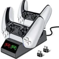 Expired: PS5 Controller Charger with Dual Controller Charger Ports + 2 USB Dongles, Type C Cable-Black