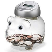 Expired: Piggy Digital Coin Bank, Automatic Coin Counter Totals All U.S. Coins with LCD Display, Silver