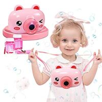 Expired: Pink Pig Bubble Camera Blower with 2 Bubble Solution, Music/Light/Auto Features