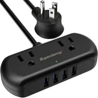 Expired:&nbsp;Power Strip with 2 Wide-Spaced Outlets & 4 USB Ports, 5ft Portable Flat Plug Extension Cord