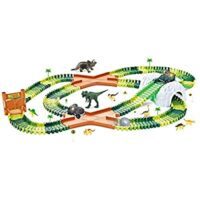 192 Pcs Dinosaur Train Track Set with 2 Race Cars and 8 Dinosaur Toys