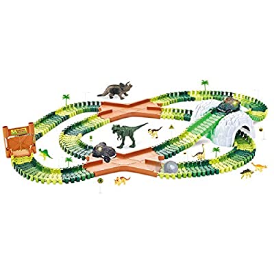 192 Pcs Dinosaur Train Track Set with 2 Race Cars and 8 Dinosaur Toys - $10.27 ($36.45)