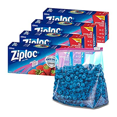 4 Pack Ziploc Gallon Food Storage Slider Bags, (104 total Bags)