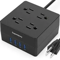 Expired: SUPERDANNY Mountable Charging Station with 4 AC Outlets & 4 Smart USB Ports, 5ft Desktop Extension Cord