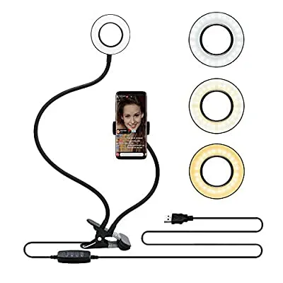 50% off - Expired:&nbsp;Selfie Ring Light with Cell Phone Holder Stand, 3-Light Mode, 10-Level Brightness