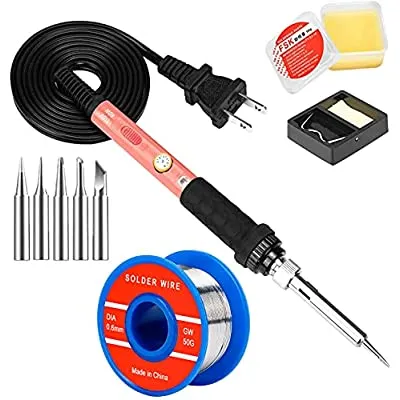 Expired:&nbsp;Soldering Iron Kit, 60W Soldering Iron with Interchangeable Iron Tips, 5-in-1 Adjustable Temperature