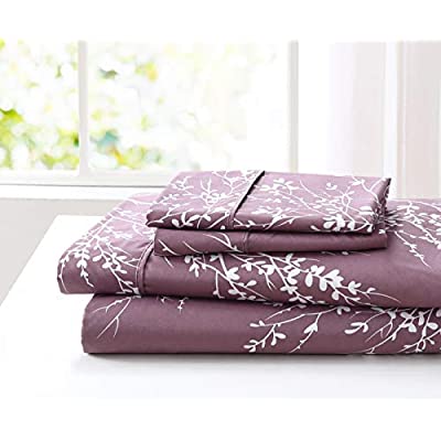 Bed Sheet Set – Ultra Soft, Breathable Fabrics, Lilac White – Queen