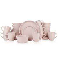 Stone Lain 32 Piece Stoneware Round Dinnerware Set, Service for 8, Pink