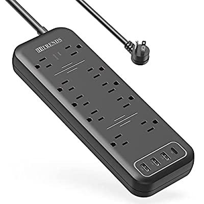 55% off - Expired: Surge Protector with 10 Outlets & 3 USB Ports & 1 Tpye-C Port (5V/3A) – 6ft